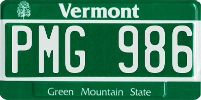 VT license plate PMG986