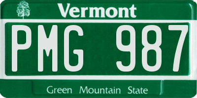 VT license plate PMG987