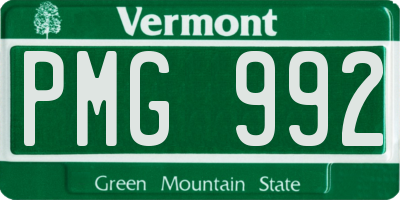 VT license plate PMG992