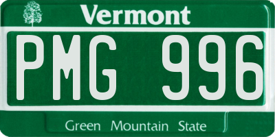 VT license plate PMG996
