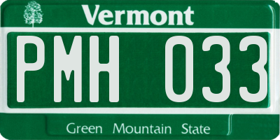 VT license plate PMH033