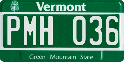 VT license plate PMH036