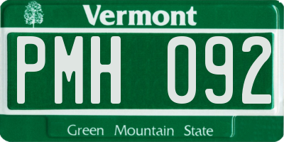 VT license plate PMH092