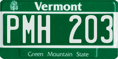 VT license plate PMH203