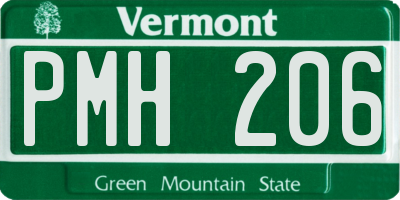 VT license plate PMH206