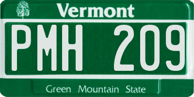 VT license plate PMH209