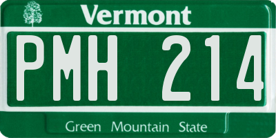 VT license plate PMH214