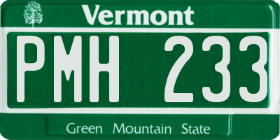 VT license plate PMH233