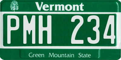 VT license plate PMH234