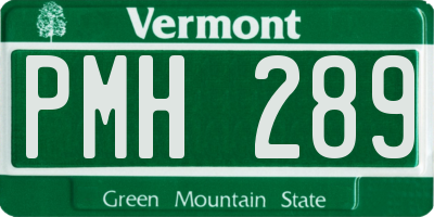 VT license plate PMH289
