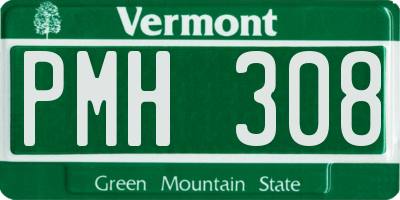 VT license plate PMH308