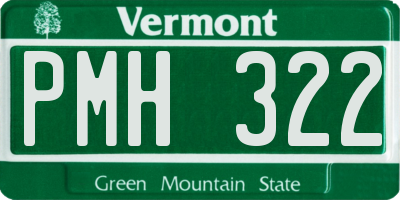 VT license plate PMH322
