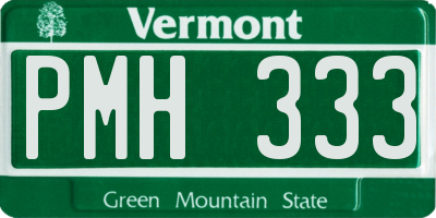 VT license plate PMH333
