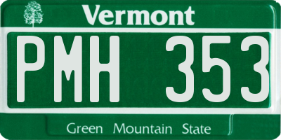 VT license plate PMH353