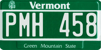VT license plate PMH458