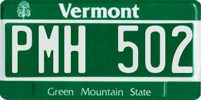 VT license plate PMH502