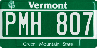 VT license plate PMH807