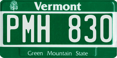 VT license plate PMH830