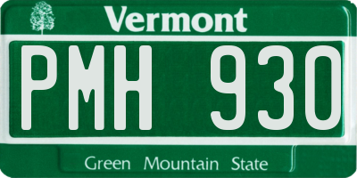 VT license plate PMH930
