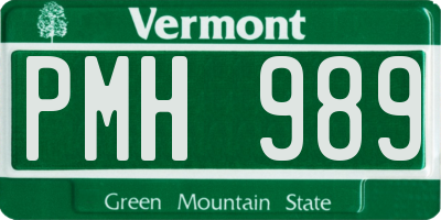VT license plate PMH989
