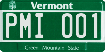 VT license plate PMI001