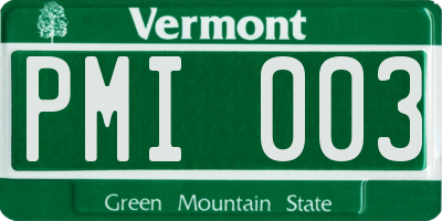 VT license plate PMI003