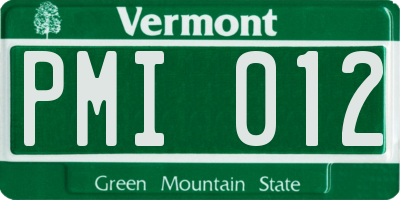VT license plate PMI012
