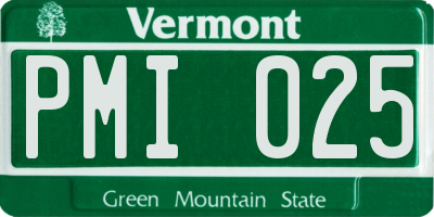 VT license plate PMI025