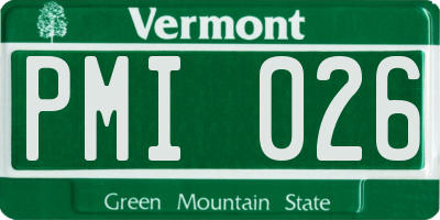 VT license plate PMI026