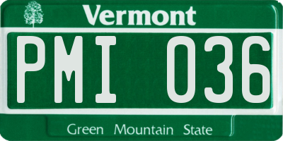 VT license plate PMI036