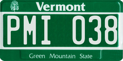 VT license plate PMI038