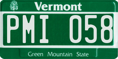 VT license plate PMI058