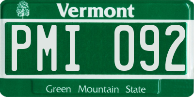 VT license plate PMI092