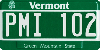 VT license plate PMI102