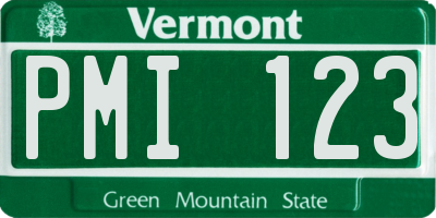 VT license plate PMI123