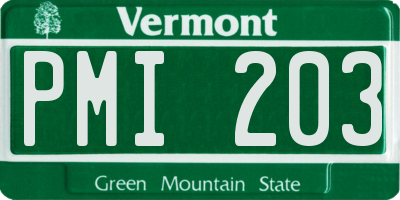 VT license plate PMI203