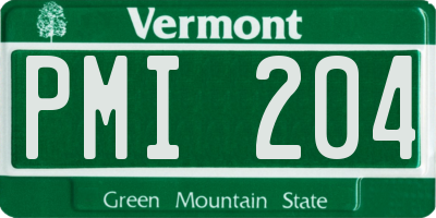 VT license plate PMI204