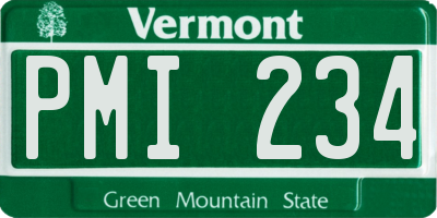 VT license plate PMI234