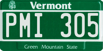 VT license plate PMI305