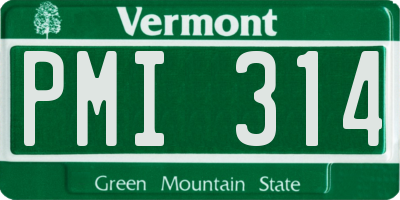 VT license plate PMI314