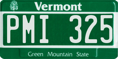 VT license plate PMI325