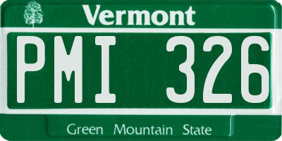 VT license plate PMI326
