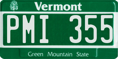VT license plate PMI355