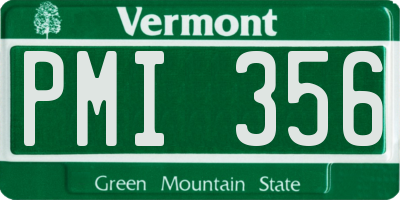 VT license plate PMI356