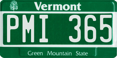 VT license plate PMI365