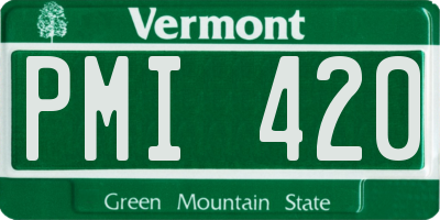 VT license plate PMI420
