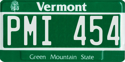 VT license plate PMI454