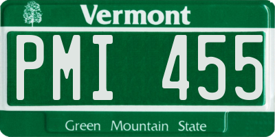 VT license plate PMI455