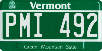 VT license plate PMI492