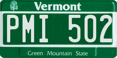 VT license plate PMI502